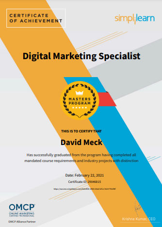 Simplilearn Master Digital Marketing Specialist