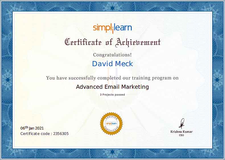 Advanced Email Marketing Master's Certification - Simplilearn