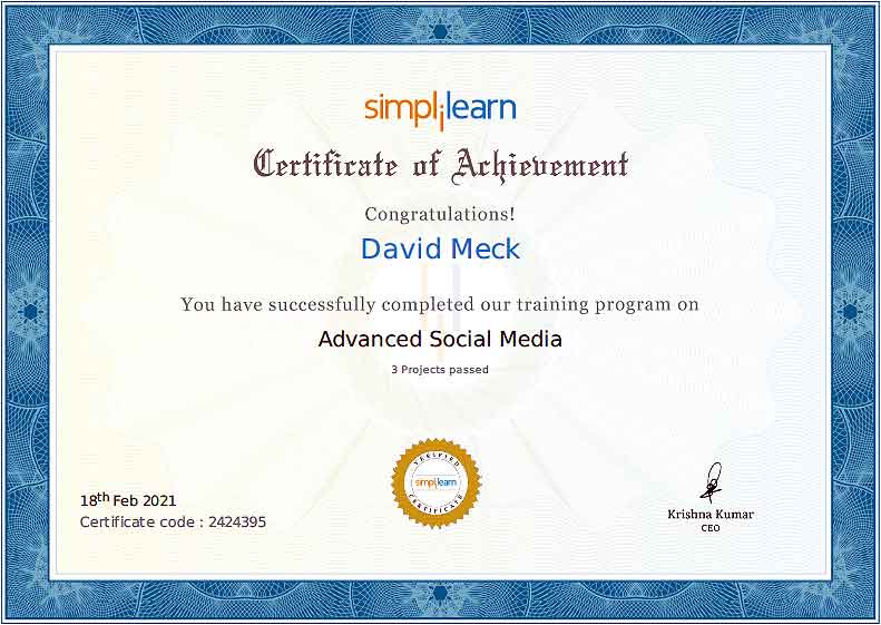Advanced Social Media Marketing Master's Certification - Simplilearn