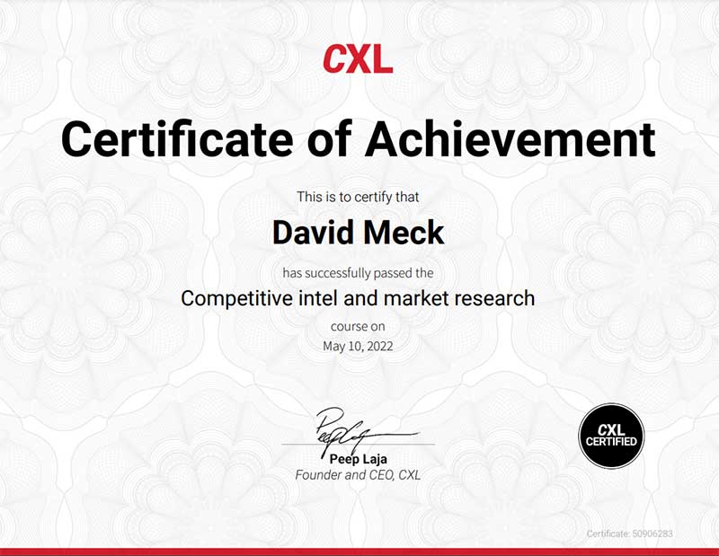 Competitive Intel and Market Research Certification - CXL Institute