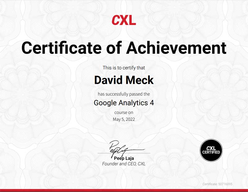 Google Analytics 4 Certification - CXL Institute