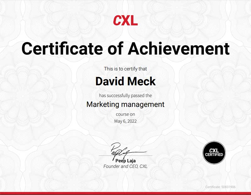 Marketing Management Certification - CXL Institute