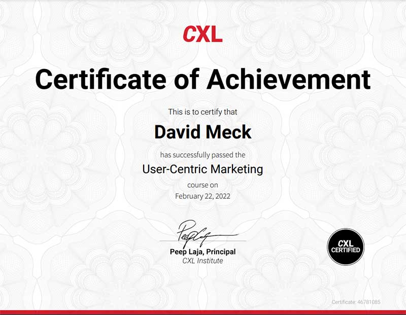 User-Centric Marketing Certification - CXL Institute