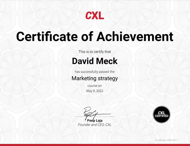 CXL Institute Marketing Strategy Certification