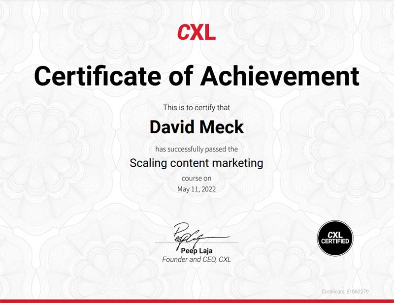 Scaling Content Marketing Certification CXL Institute